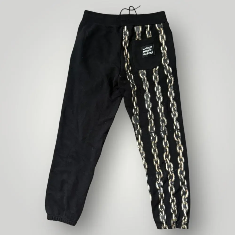 Market Black And Multicoloured Print Straight Sweatpants Size XL